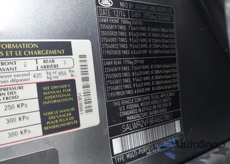 2015 Land Rover Range Rover Sport 3.0L V6 Supercharged Hse z USA, uszkodzony, nr VIN SALWR2VF8FA607851